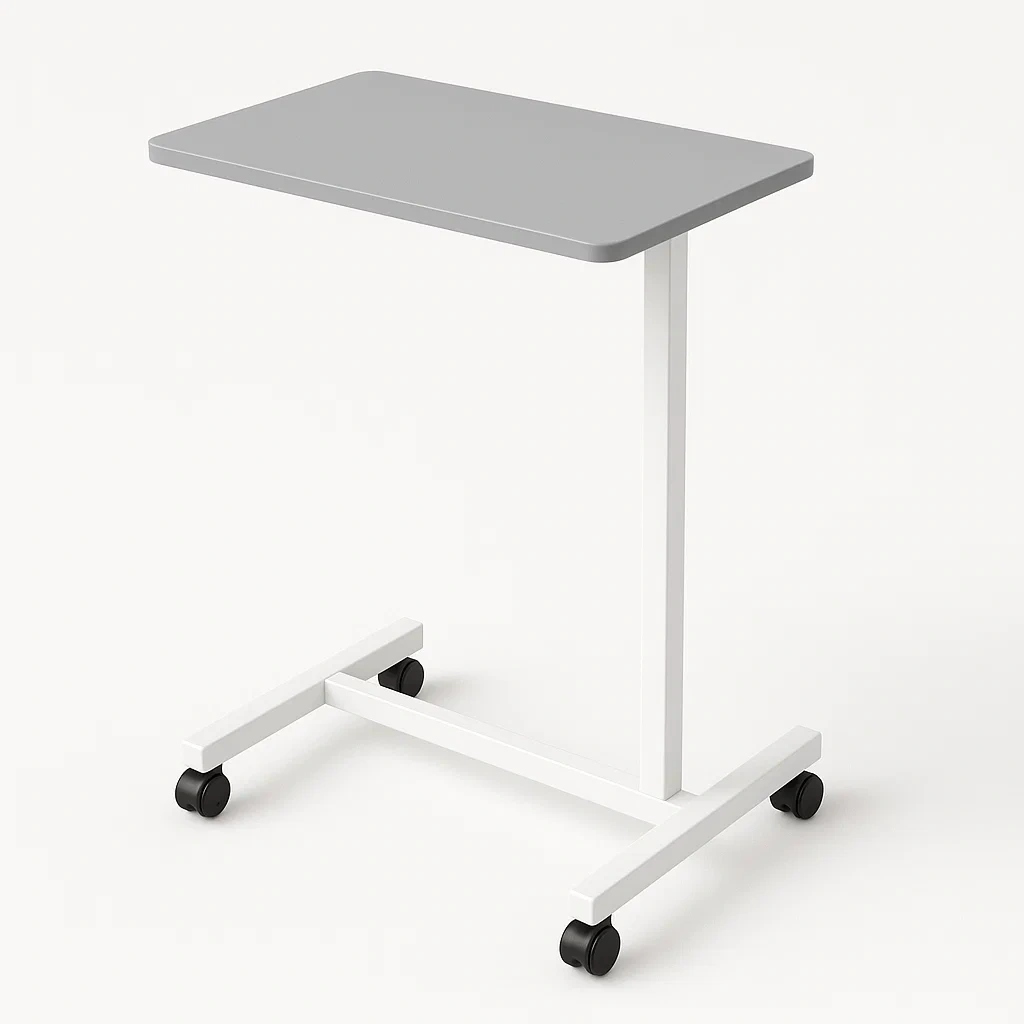 Mesa para portátil con ruedas de MDF ajustable gris/blanca