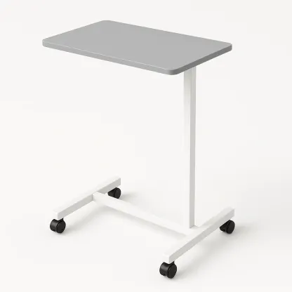Mesa para portátil con ruedas de MDF ajustable gris/blanca