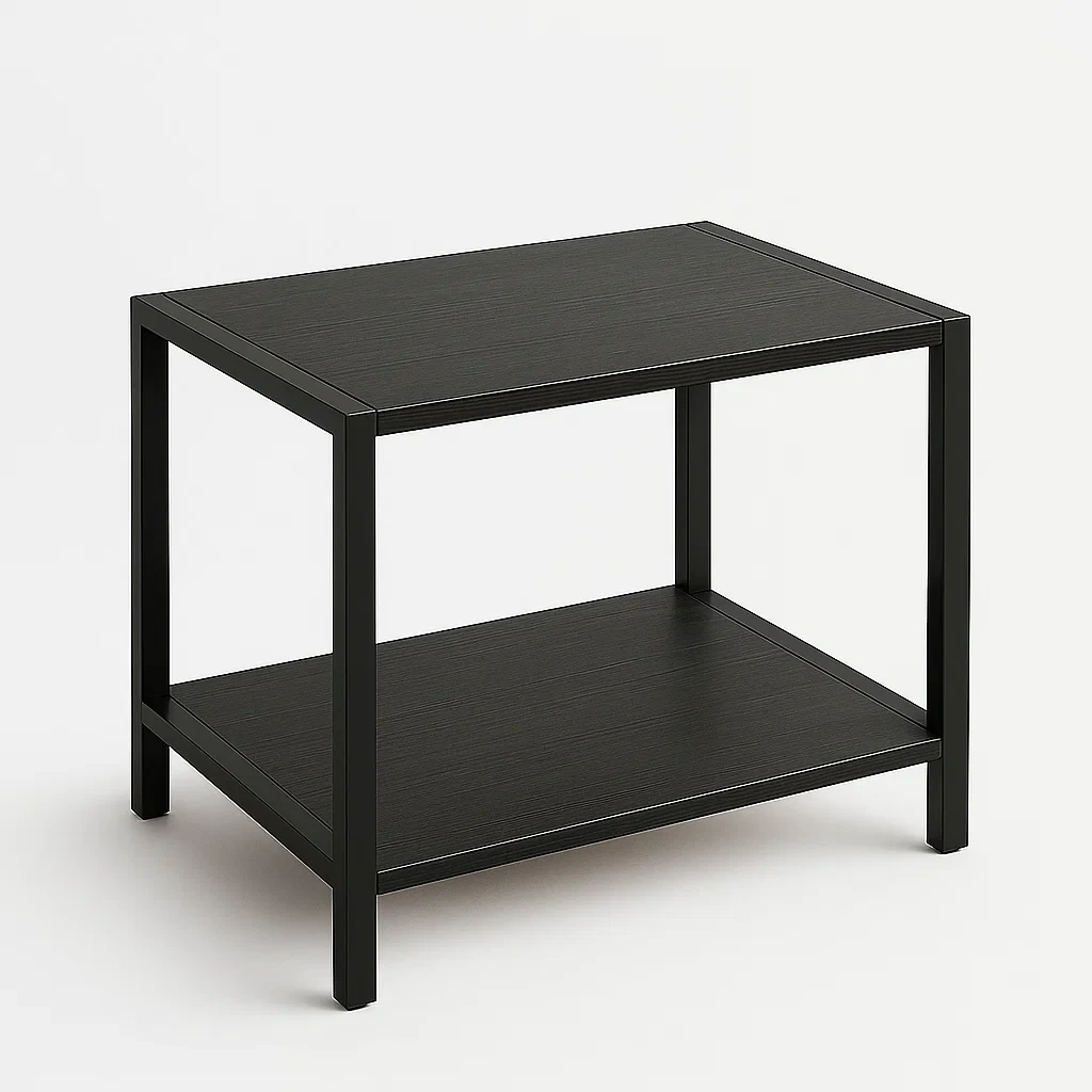 Soporte para impresora de metal y MDF en negro 40x30x45 cm