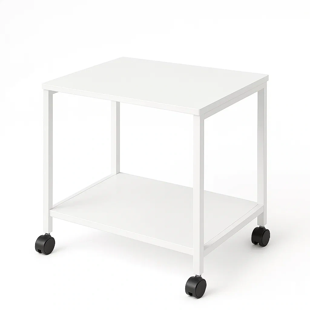 Soporte para impresora de metal con ruedas blanco 55x35x74 cm