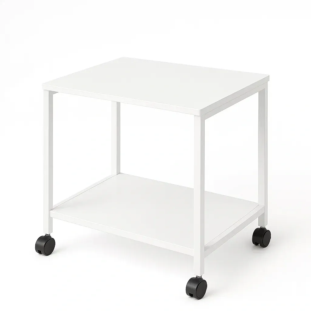 Soporte para impresora de metal con ruedas blanco 55x35x74 cm