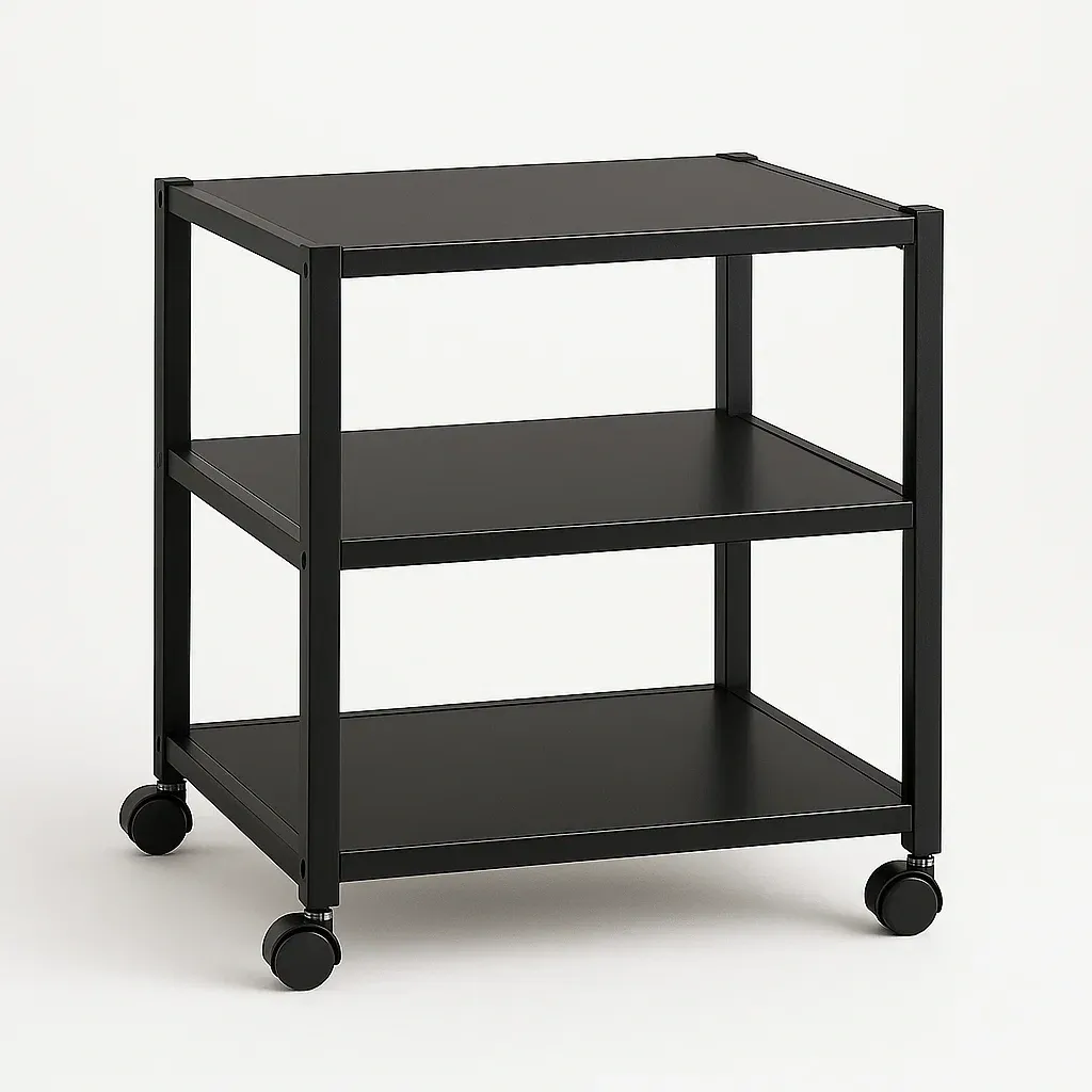 Soporte para impresora carrito de servicio de acero negro con ruedas 60x40x80 cm
