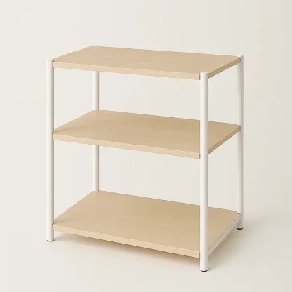 Soporte para impresora de 3 niveles en madera chapada y metal blanco