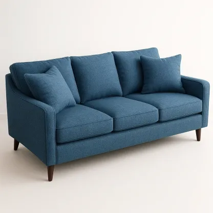 Sofá recto de tres plazas de tela azul 210 cm