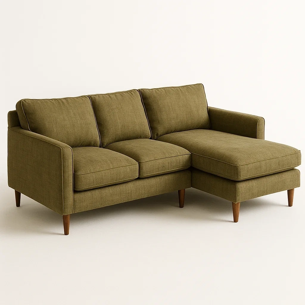 Sofá esquinero tapizado verde