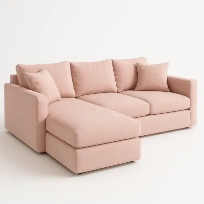 Sofá esquinero de poliéster rosa con chaise longue 230x160x85 cm