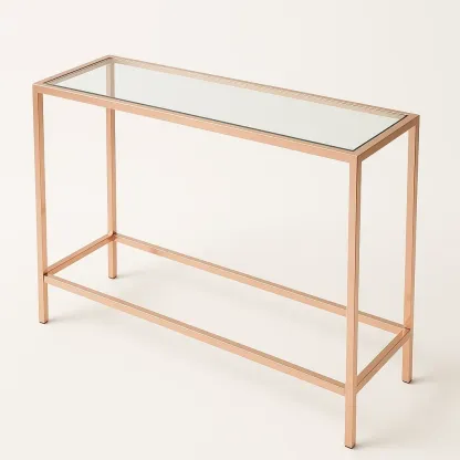 Consola de entrada rectangular de acero y vidrio templado