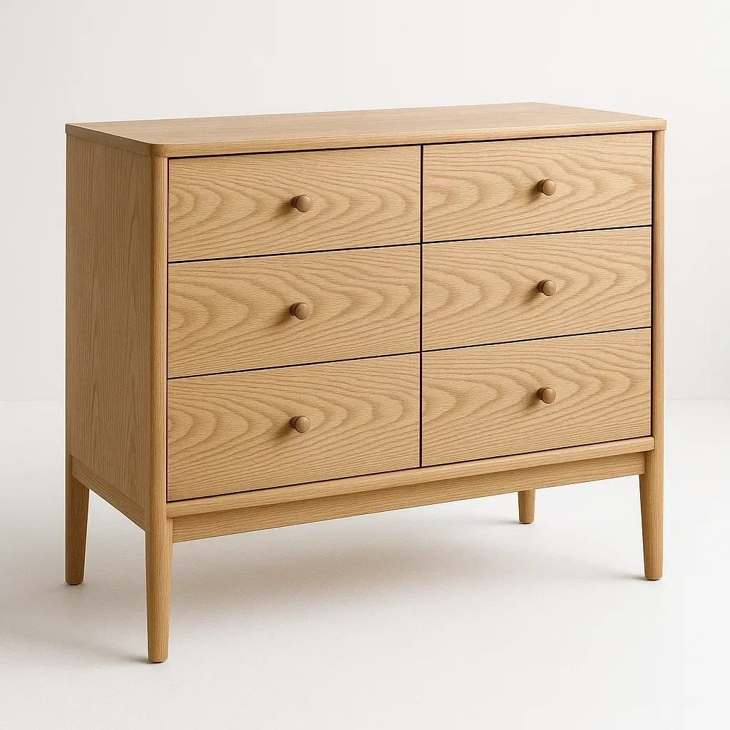 Cómoda de Madera de Roble 6 Cajones Natural 78x80x40 cm