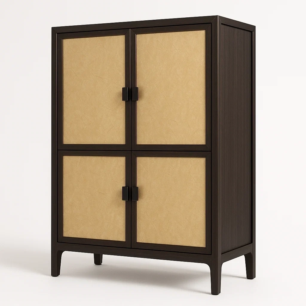 Armario de MDF y aglomerado Marrón con 4 puertas 140x90x40 cm