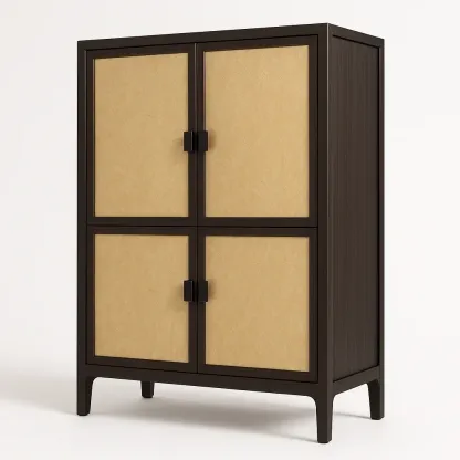 Armario de MDF y aglomerado Marrón con 4 puertas 140x90x40 cm