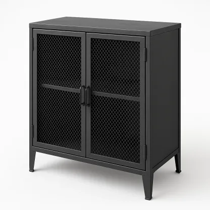 Armario de almacenamiento de metal negro con puertas de malla 80x40x100 cm