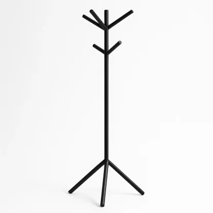 Perchero de ropa de pie metálico negro