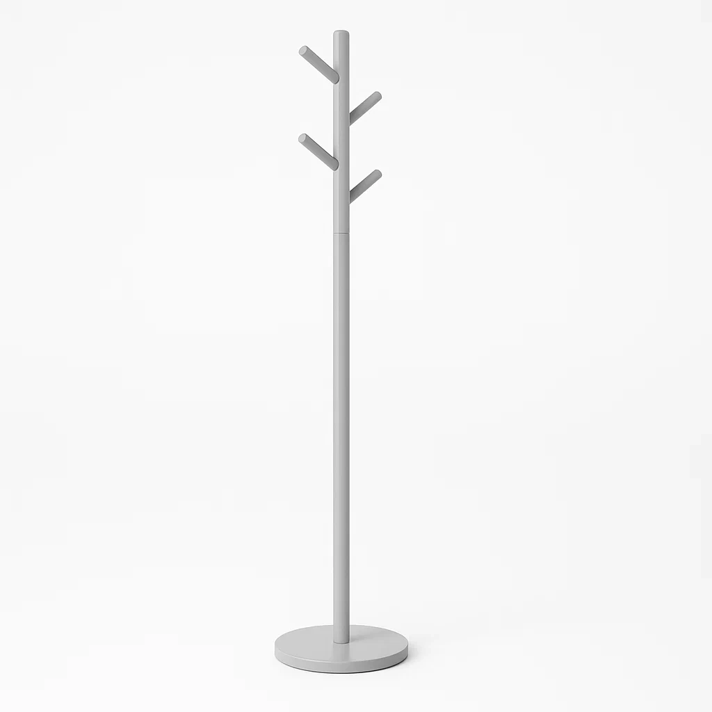 Perchero de ropa de Acero Gris con Base Redonda