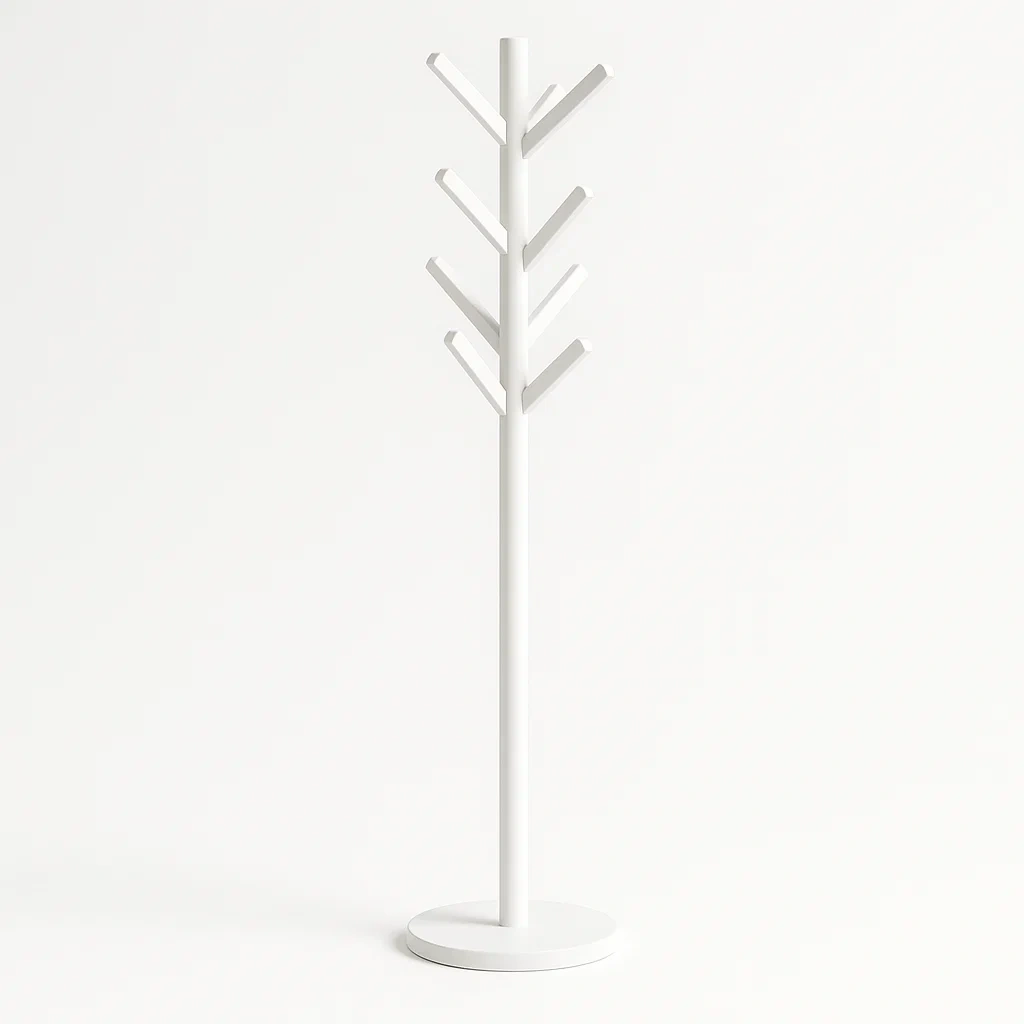 Perchero de ropa de pie de metal blanco, 175 cm de altura