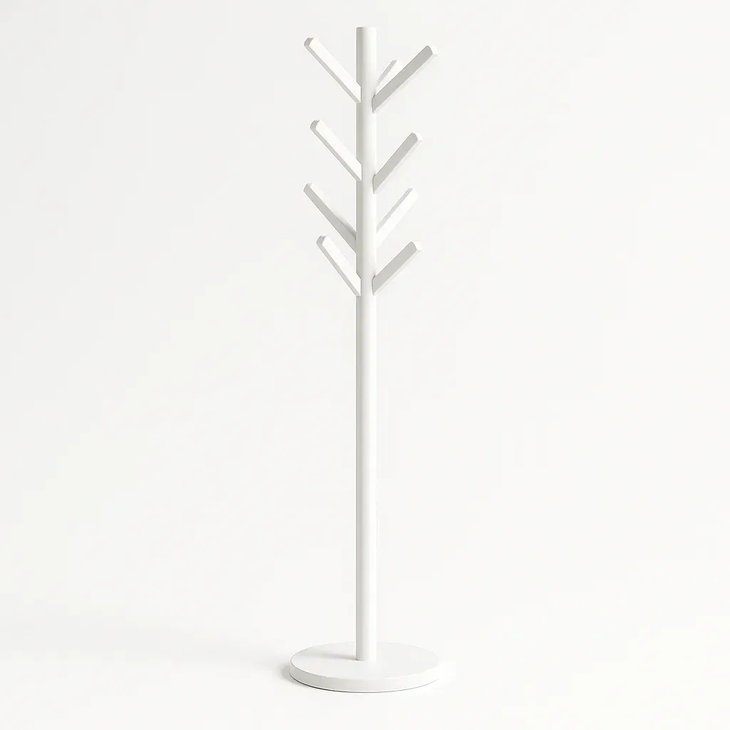 Perchero de ropa de pie de metal blanco, 175 cm de altura