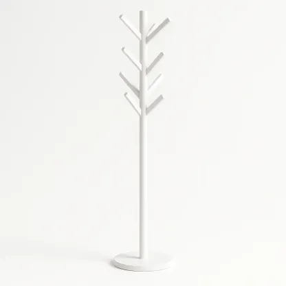 Perchero de ropa de pie de metal blanco, 175 cm de altura