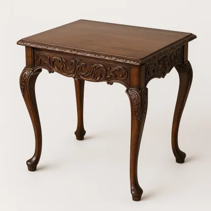 Mesa auxiliar de madera con detalles tallados 50 cm x 45 cm x 60 cm