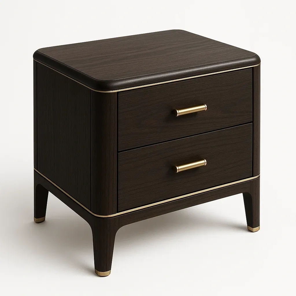 Mesita de noche de Madera con Tiradores Dorados 50x35x55cm