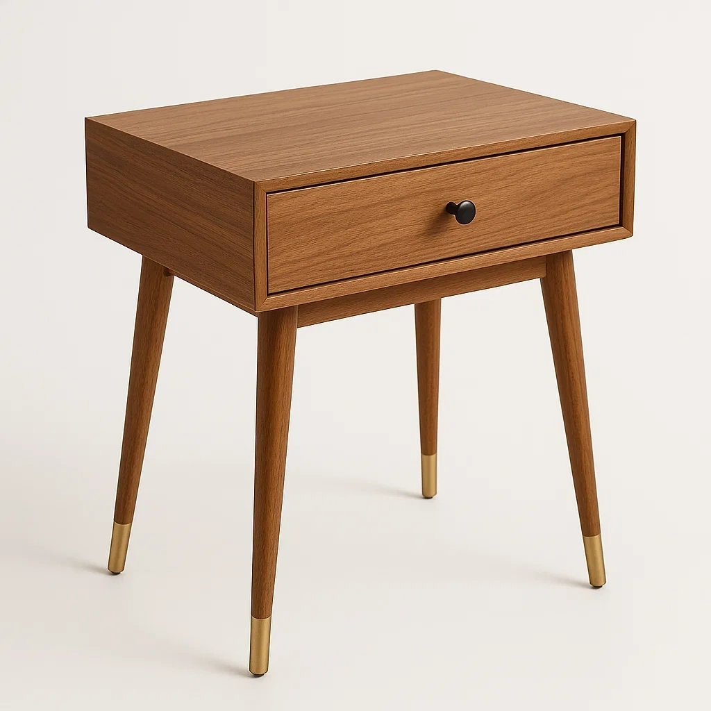 Mesita de noche de Madera de Nogal con Cajón 50x40x60 cm