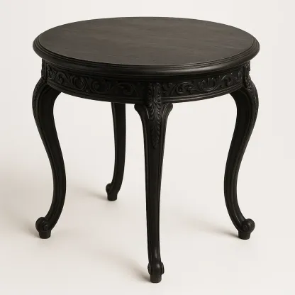 Mesa auxiliar redonda de madera negra diámetro 50 cm altura 60 cm