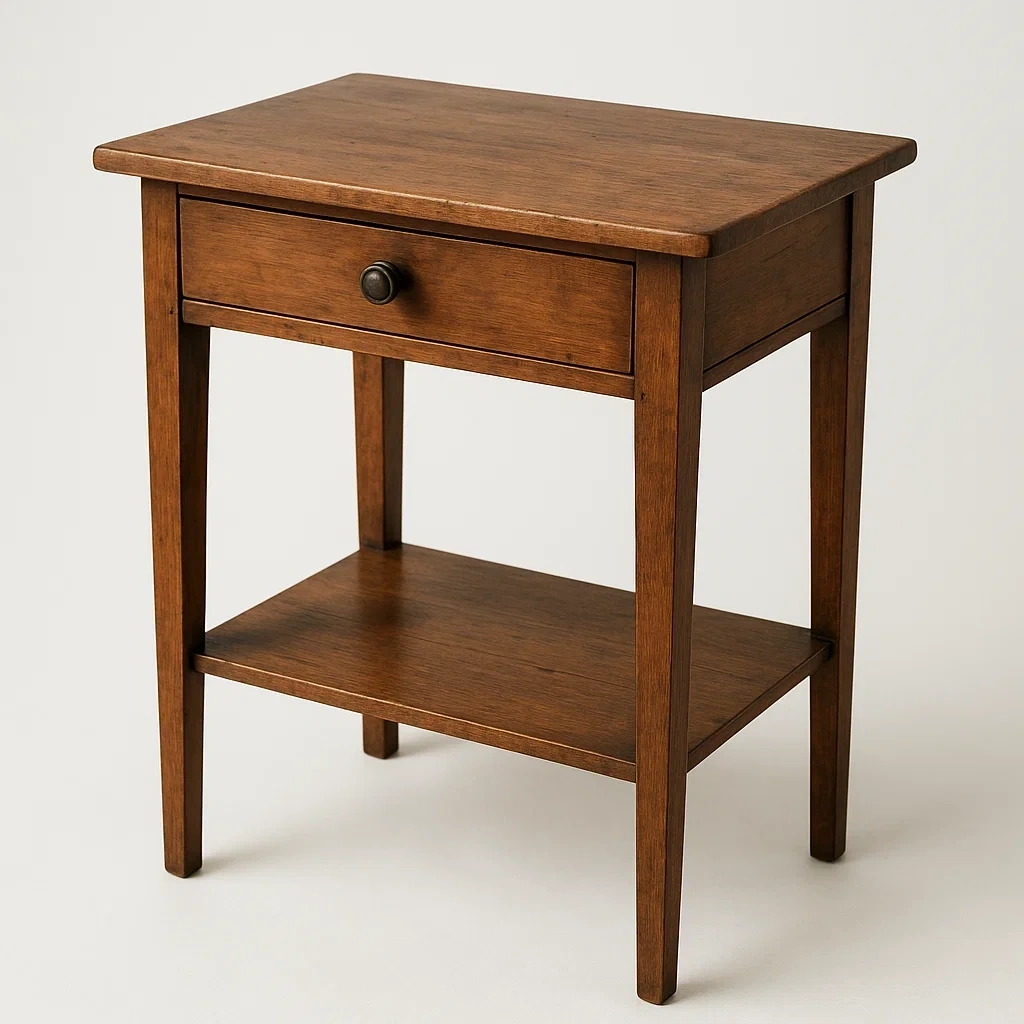 Mesa auxiliar de madera de roble con cajón 50x35x70 cm