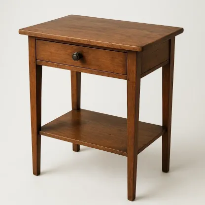 Mesa auxiliar de madera de roble con cajón 50x35x70 cm