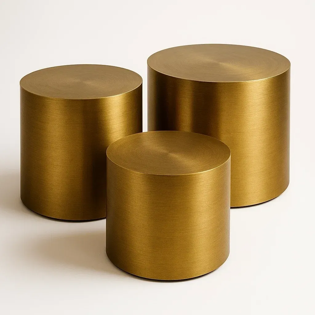 Juego de mesa de salón de mesas auxiliares cilíndricas metálicas