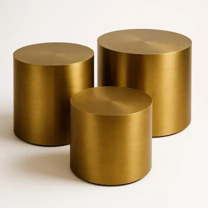 Juego de mesa de salón de mesas auxiliares cilíndricas metálicas