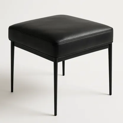 Taburete con cojín negro de cuero sintético y metal 45x45x49 cm