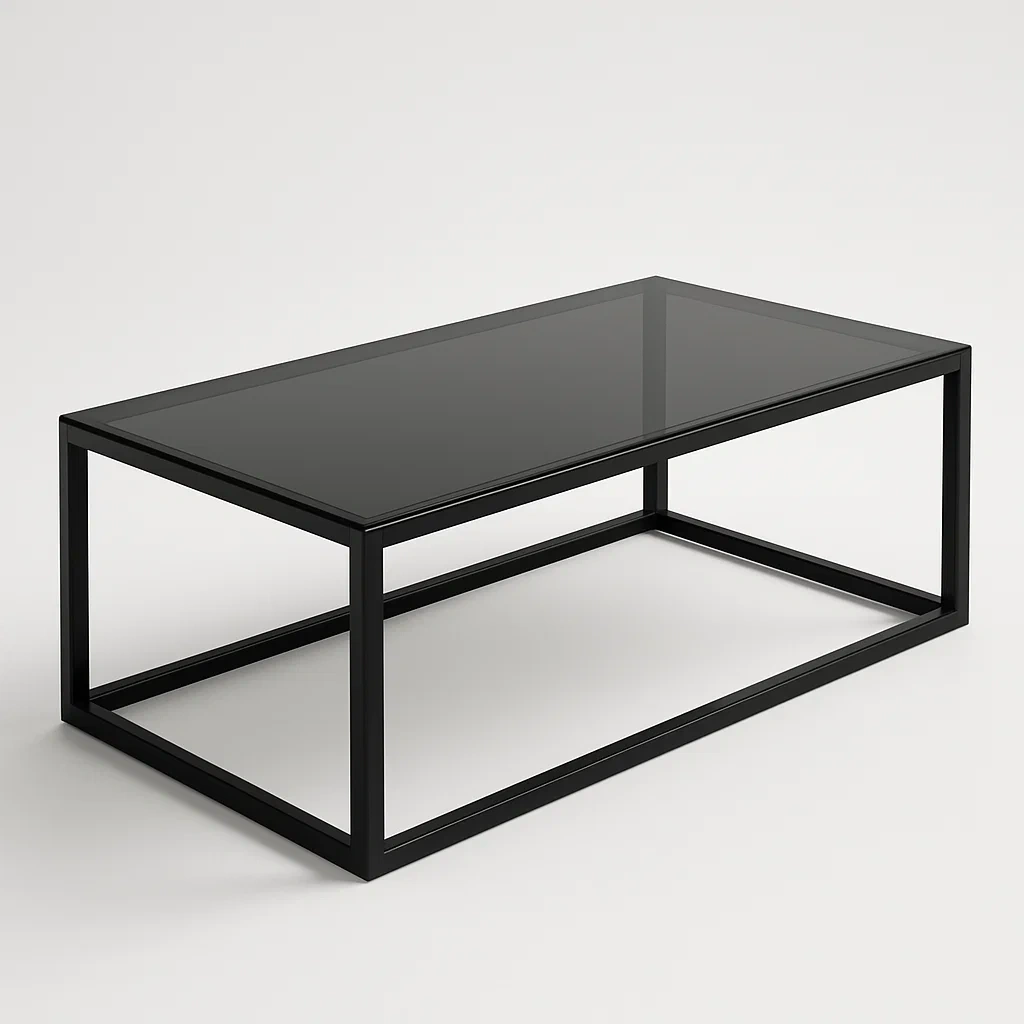 Mesa de centro de vidrio templado estructura metálica negra 120x60x45 cm