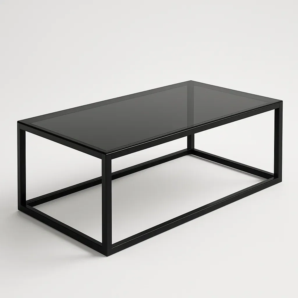 Mesa de centro de vidrio templado estructura metálica negra 120x60x45 cm