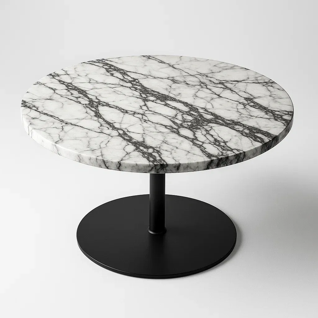Mesa de centro mármol redonda blanco/negro