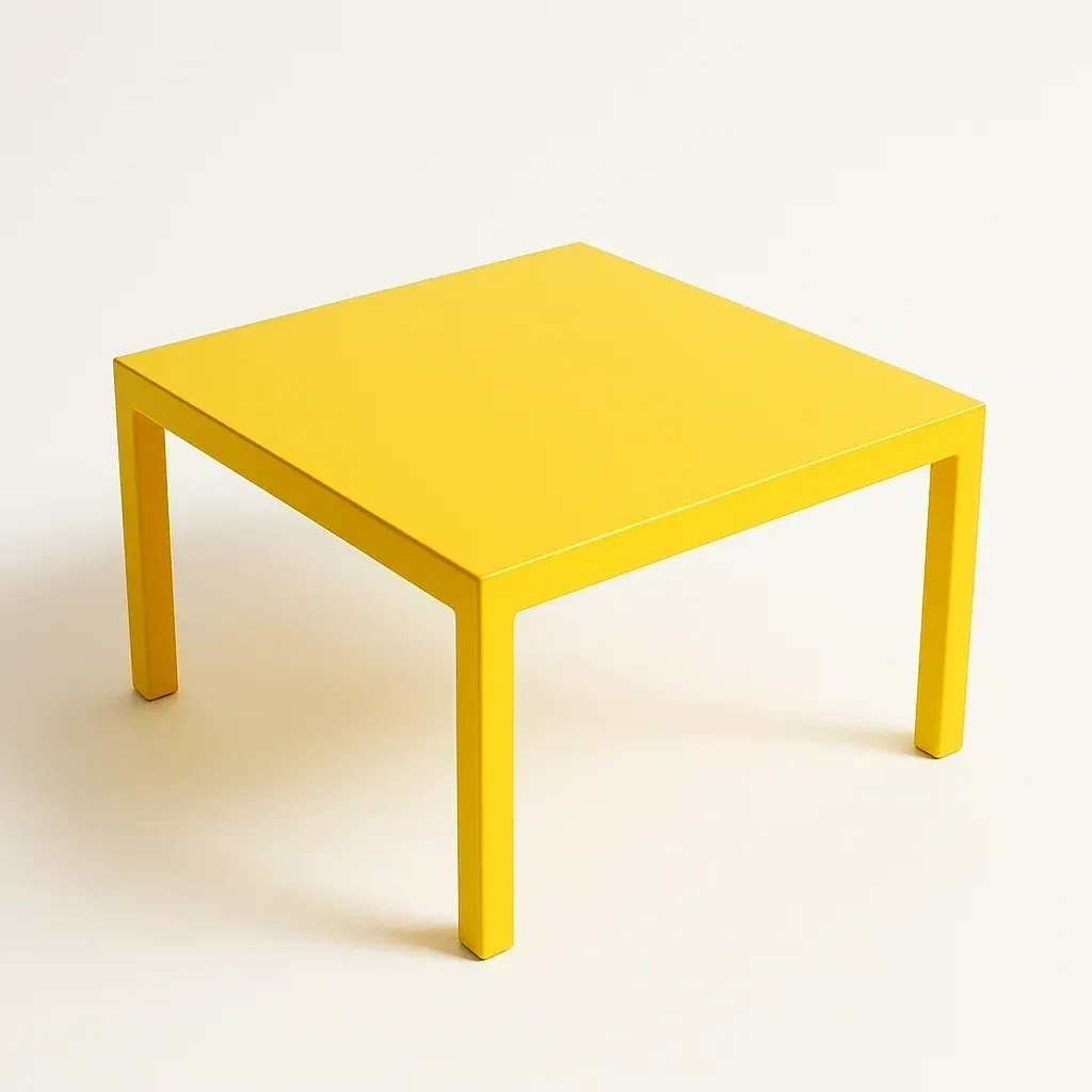 Mesa auxiliar cuadrada de metal amarilla 50x50x45 cm