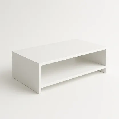 Mesa de centro rectangular de madera blanca 120x60x40 cm con estante