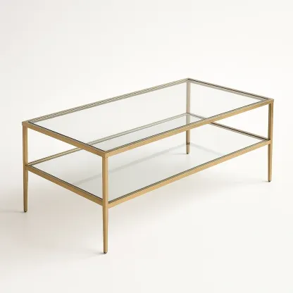 Mesa de centro vidrio templado metal dorado 110x55x40 cm