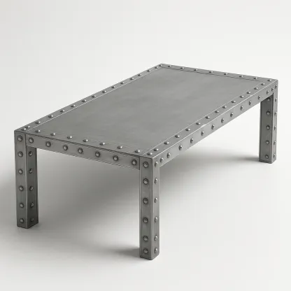 Mesa de centro de metal con remaches gris
