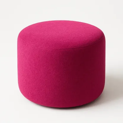 Taburete decorativo puff de tela fucsia, diámetro 40 cm, altura 42 cm