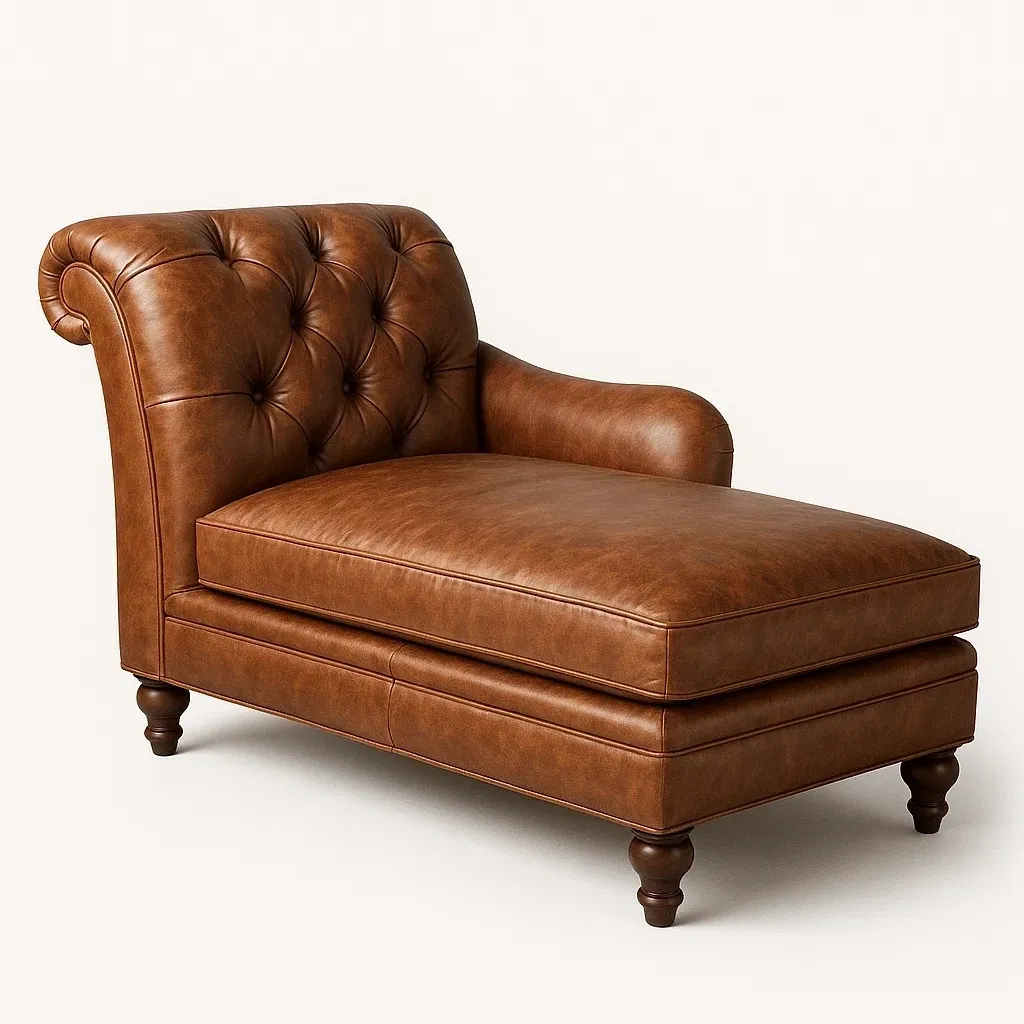 Chaise longue de cuero sintético marrón 190x80x100 cm