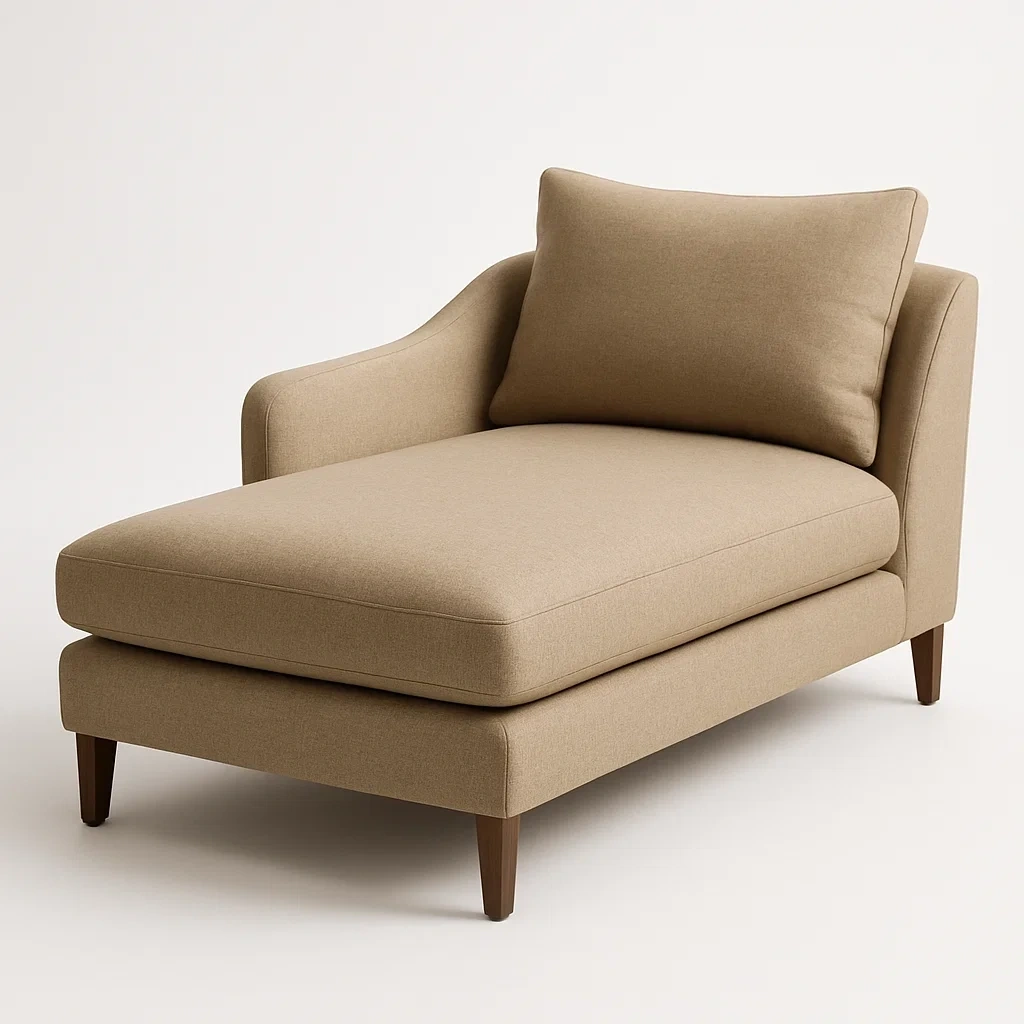 Chaise longue de poliéster y madera beige