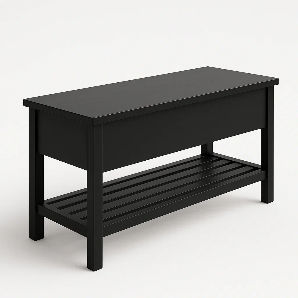 Banco de entrada de Almacenamiento de Madera Negro 100x40x50 cm