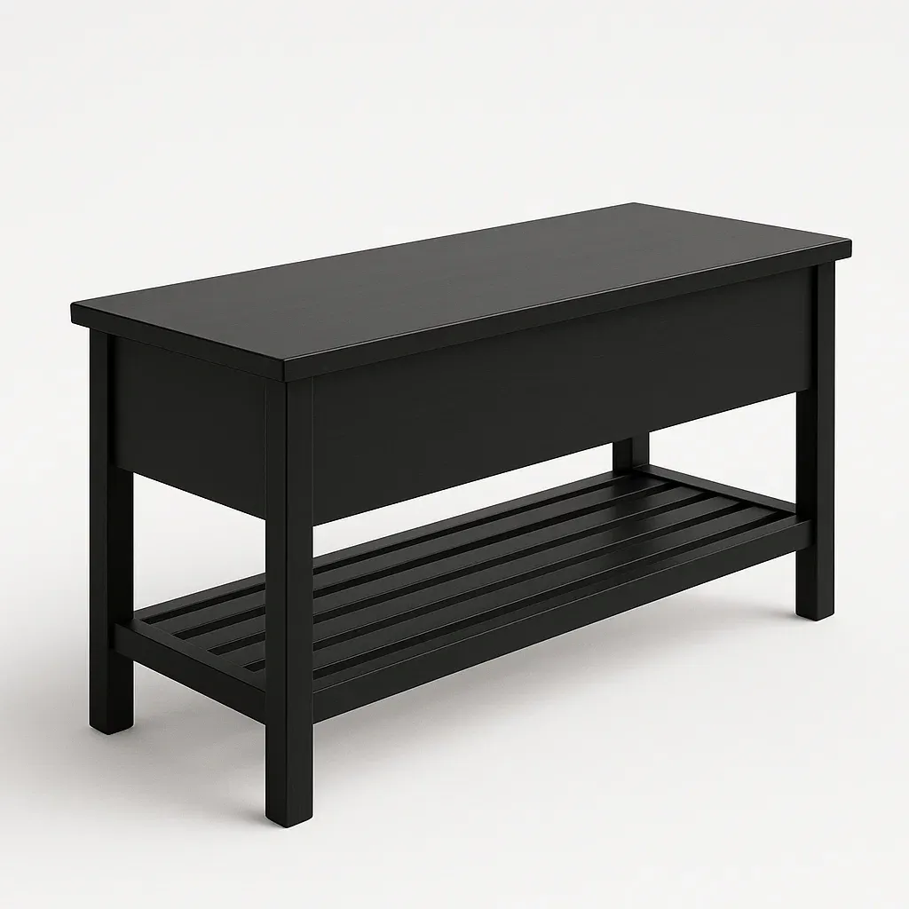 Banco de entrada de Almacenamiento de Madera Negro 100x40x50 cm