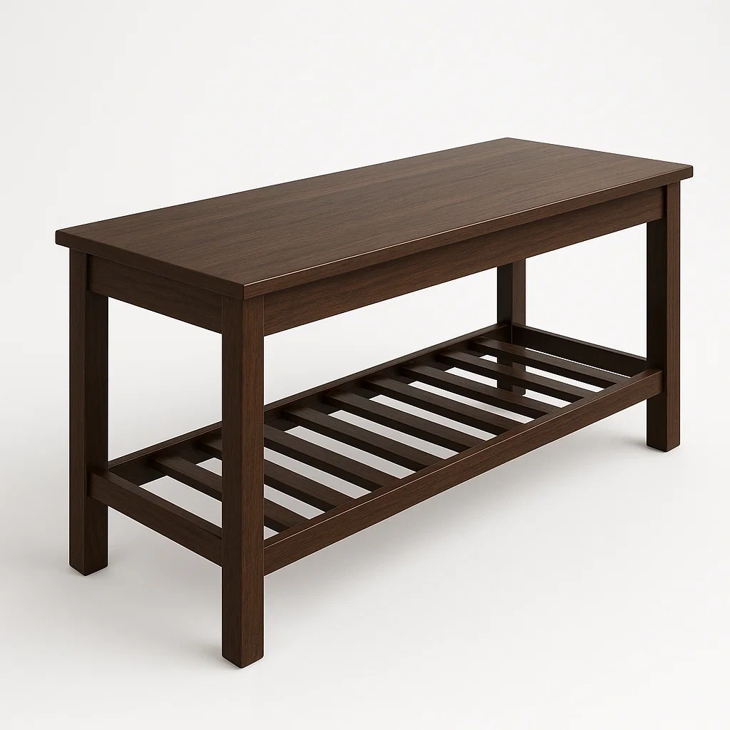 Banco de entrada de Madera Marrón con Estante Inferior