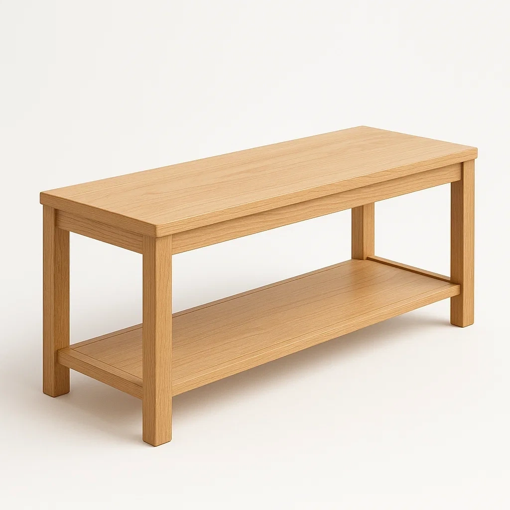 Banco de entrada de madera de roble con estante inferior 100x40x45 cm