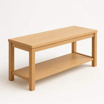 Banco de entrada de madera de roble con estante inferior 100x40x45 cm