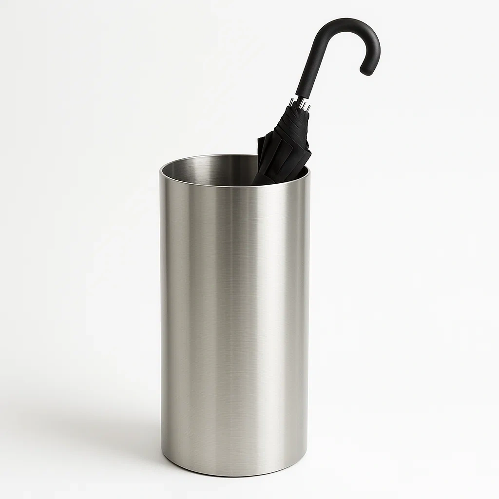 Soporte para paraguas de acero inoxidable color plata