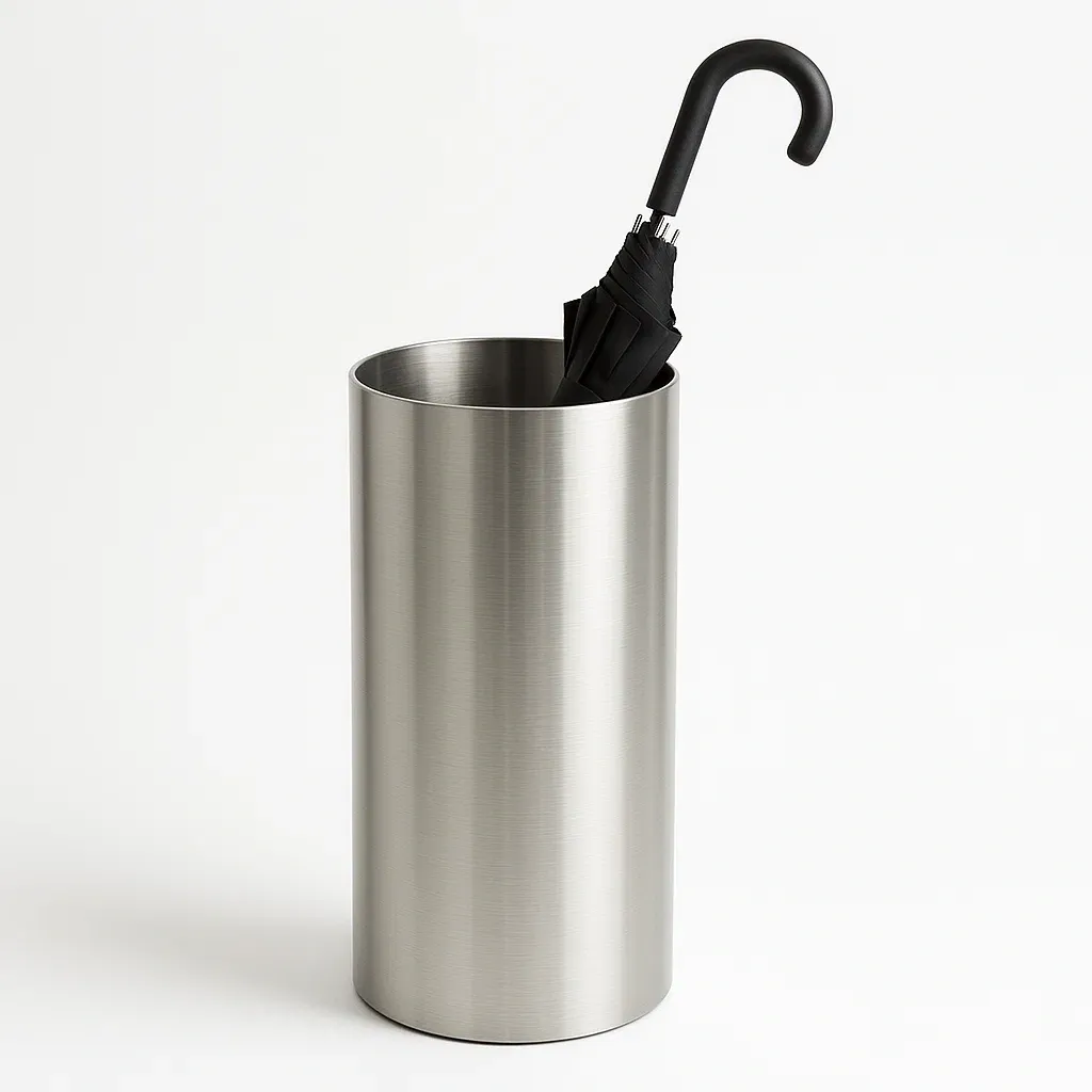 Soporte para paraguas de acero inoxidable color plata