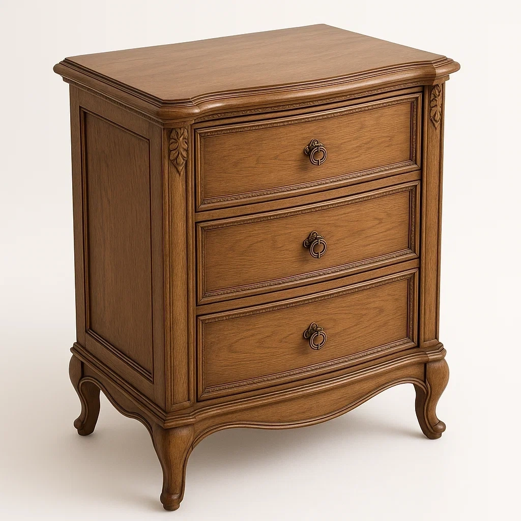 Mesita de noche de Madera Marrón con 3 Cajones