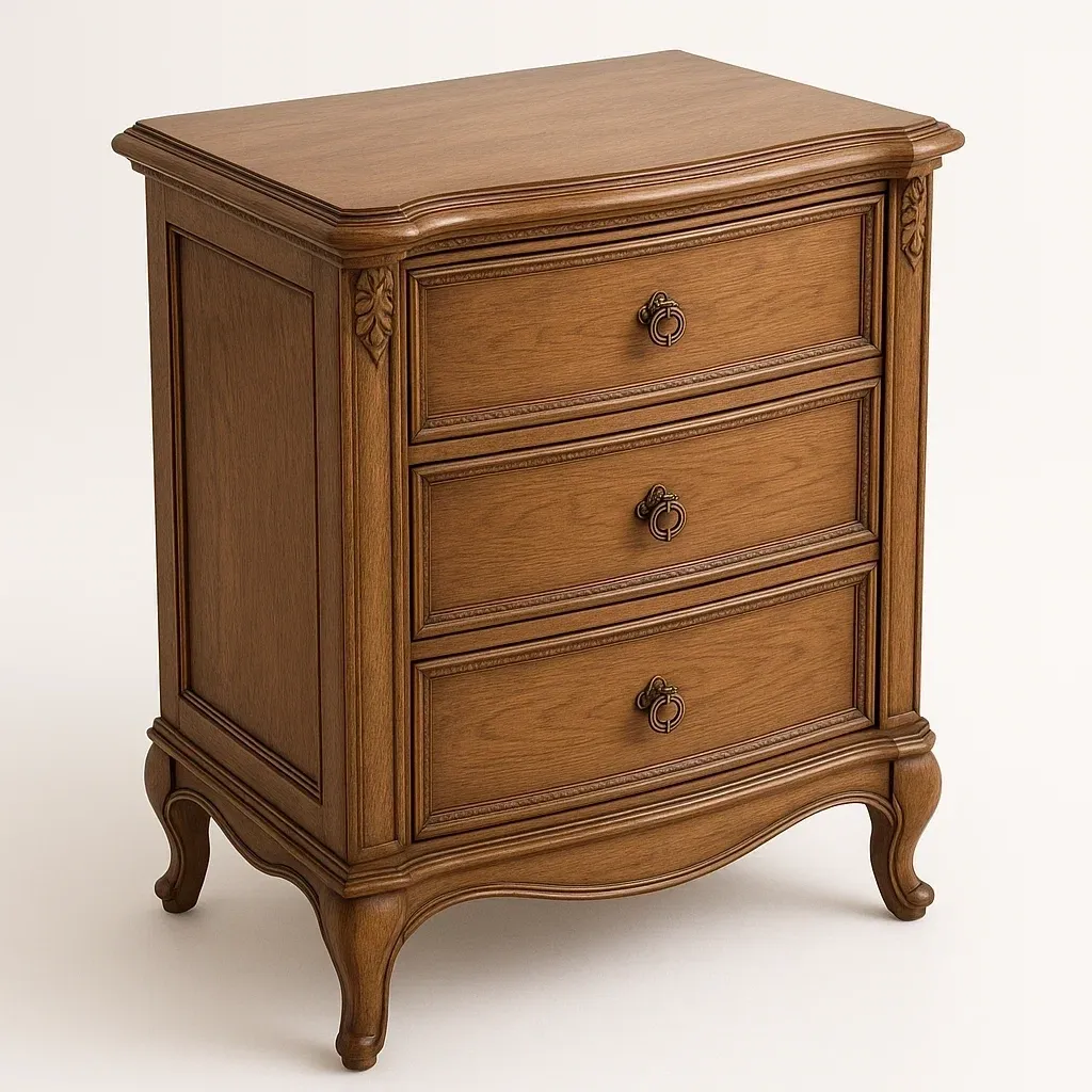 Mesita de noche de Madera Marrón con 3 Cajones