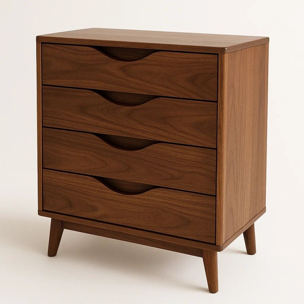 Cómoda de Madera Nogal 4 Cajones 60x40x80 cm