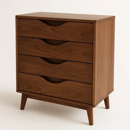 Cómoda de Madera Nogal 4 Cajones 60x40x80 cm